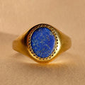Vintage 9k Lapis Lazuli Signet Ring 1970
