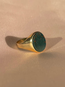 Vintage 9k Bloodstone Signet Ring 1959