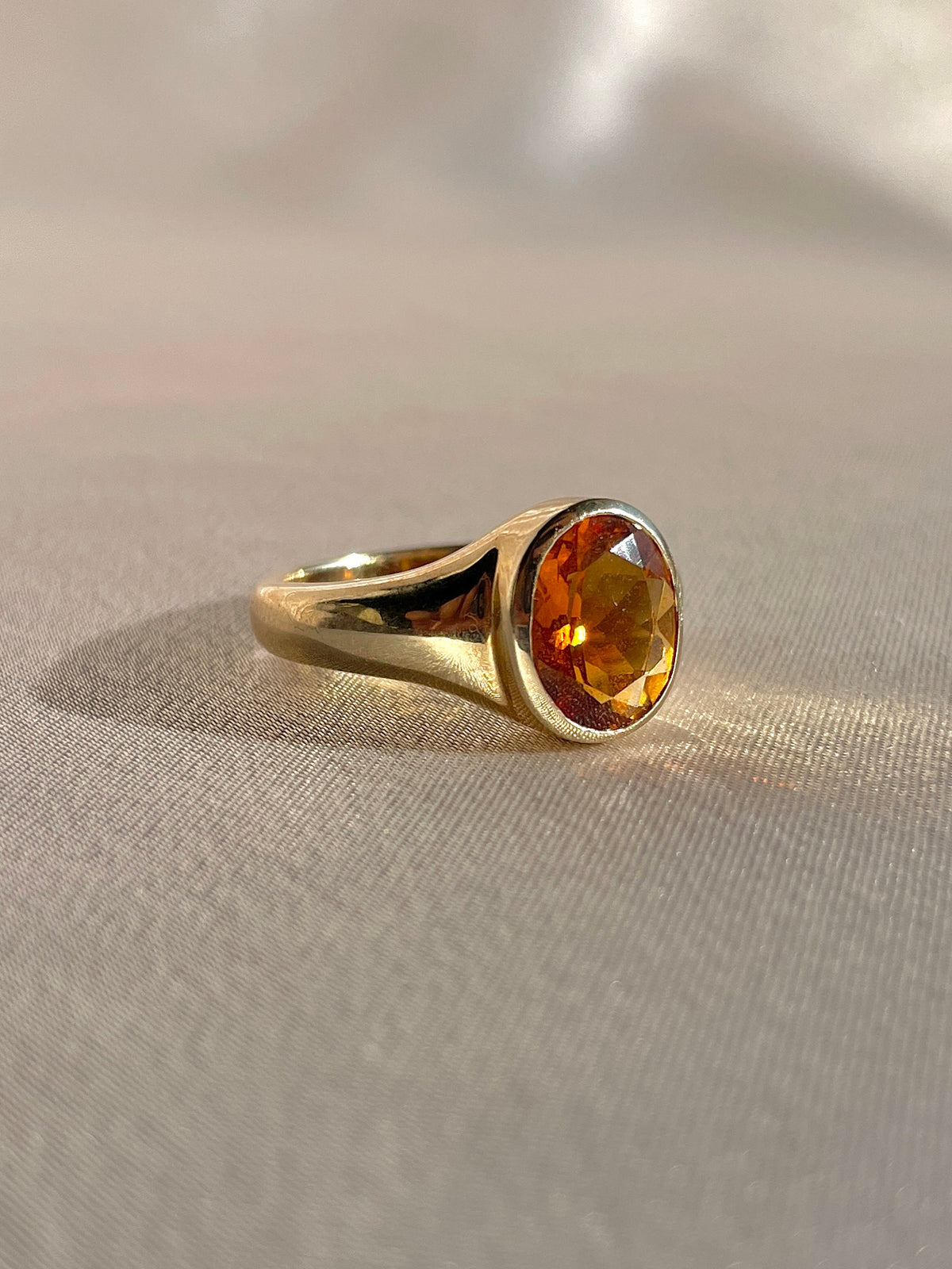 10k Citrine Bezel Signet Ring by 23carat
