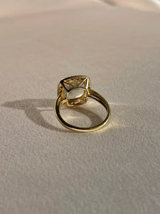 Vintage 10k Aquamarine White Topaz Diamond Ring