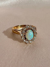 Load image into Gallery viewer, Vintage 14k Opal Diamond Halo Cluster Ring
