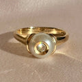 Vintage 14k Pearl Diamond Dot Ring
