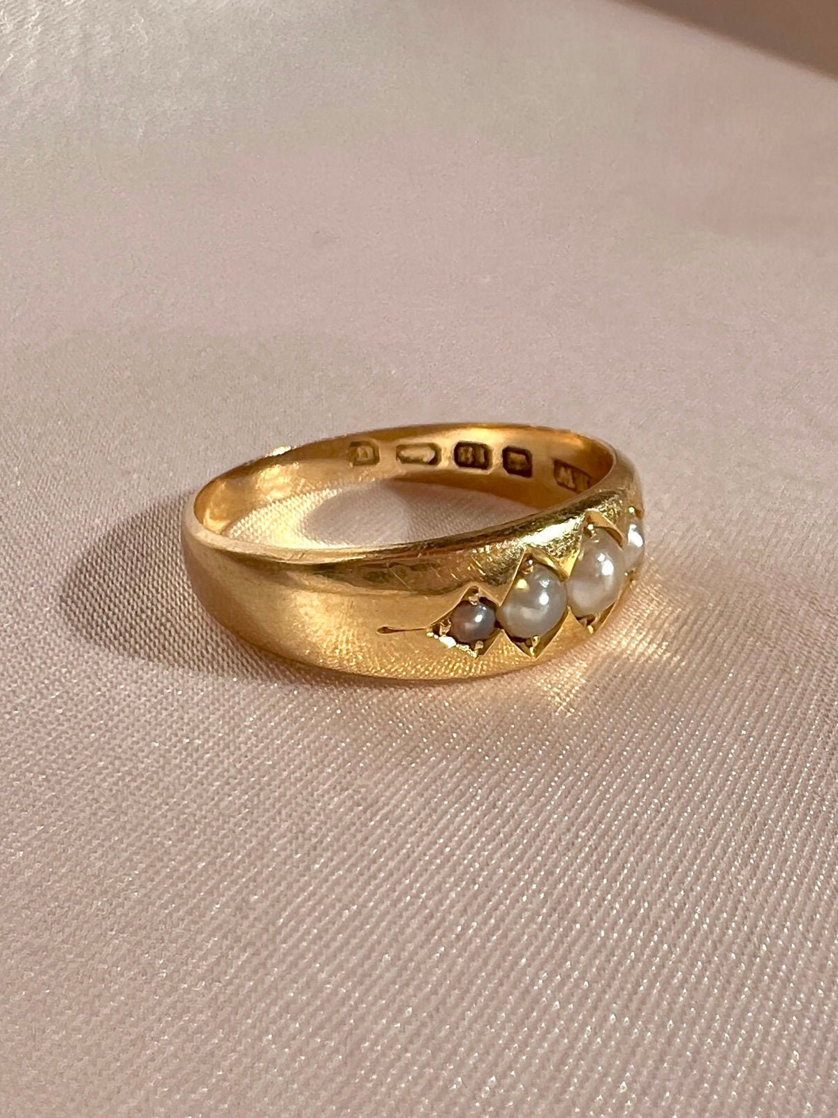 Antique 18k Pearl Marquise Ring 1881