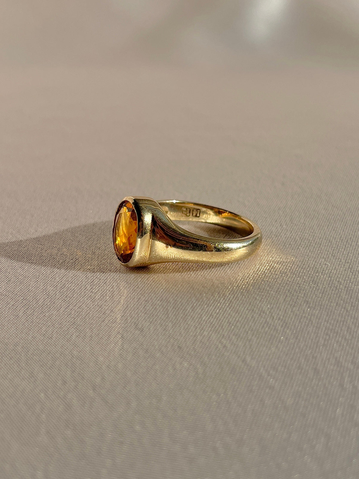 10k Citrine Bezel Signet Ring by 23carat