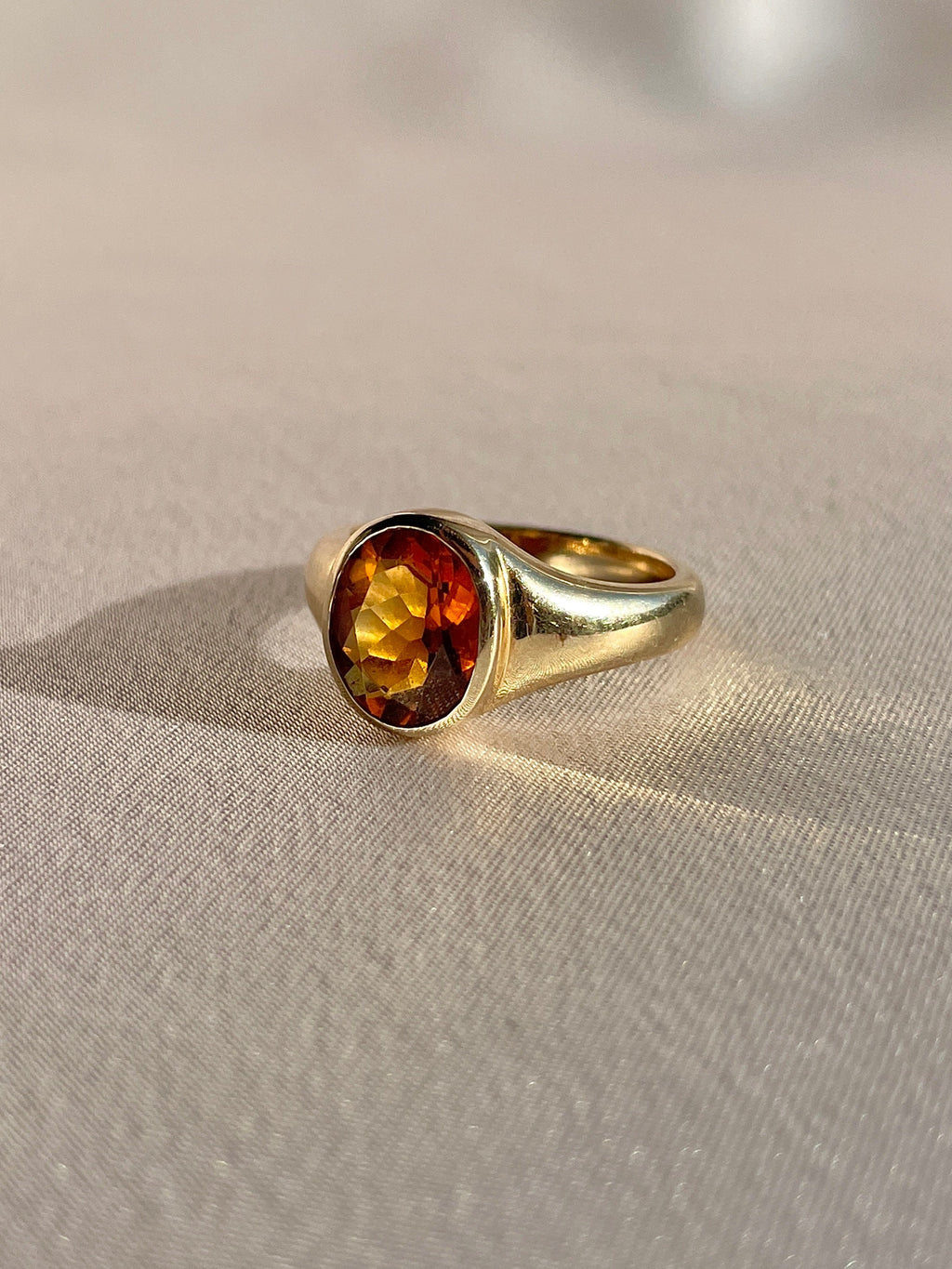 10k Citrine Bezel Signet Ring by 23carat