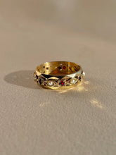 Load image into Gallery viewer, Antique 9k Garnet Pearl Eternity Marquise Square Band Ring
