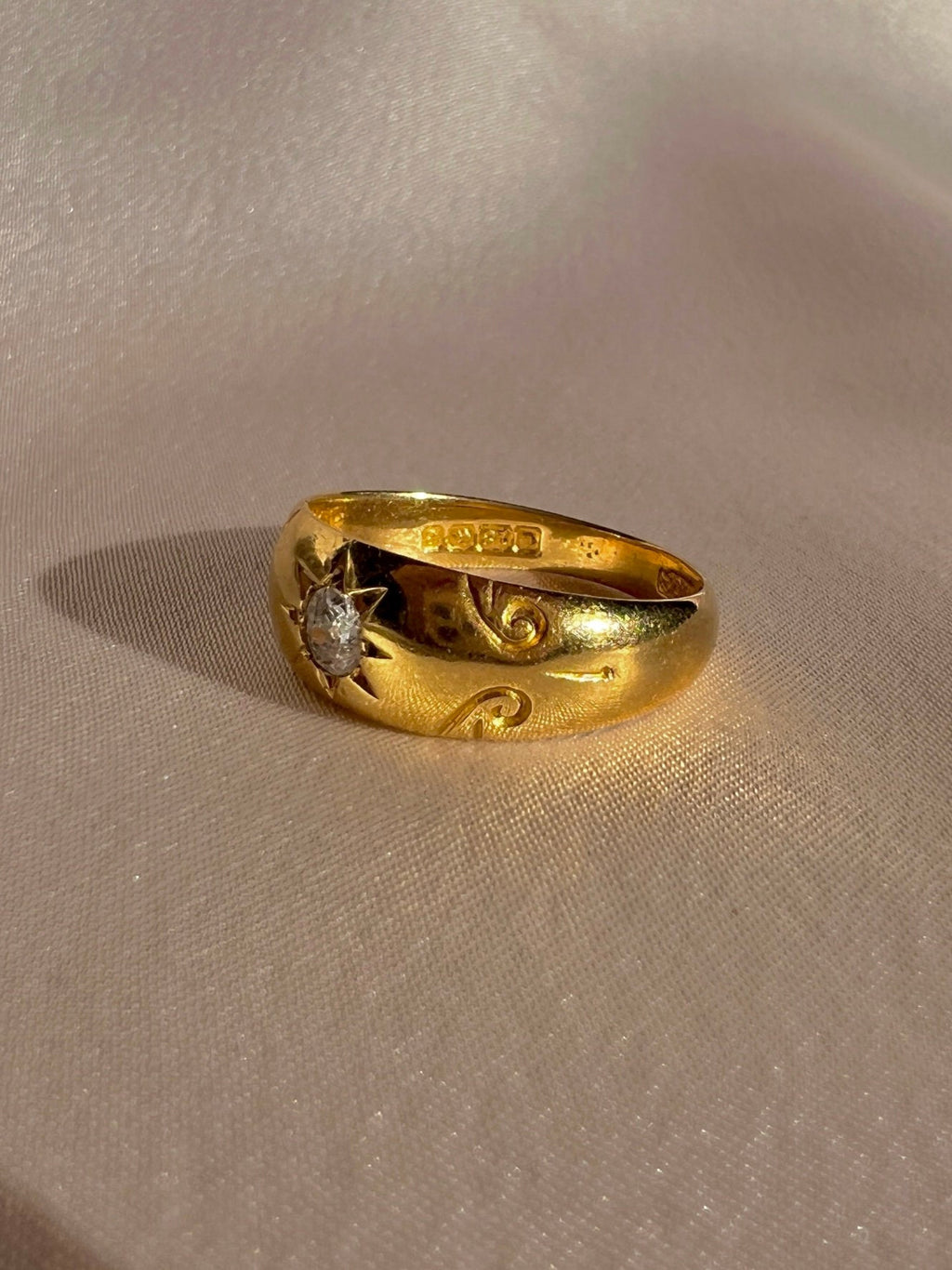 Antique 18k Diamond Old Cut Starburst Solitaire 1902