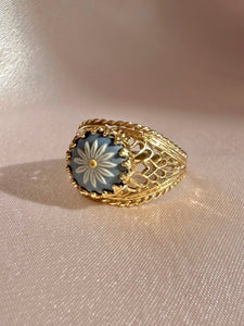 Vintage 14k Floral Cameo Jasper Lattice Ring