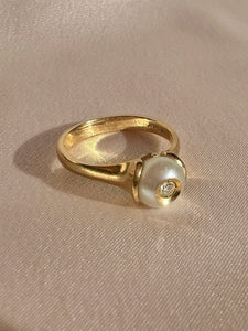 Vintage 14k Pearl Diamond Dot Ring