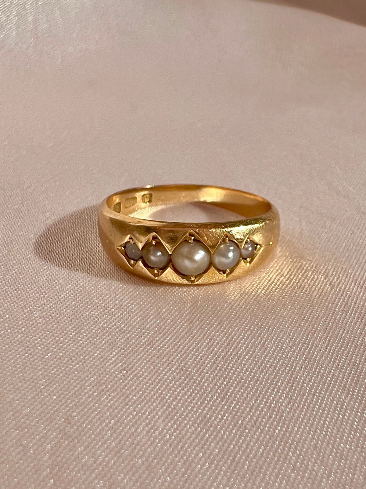 Antique 18k Pearl Marquise Ring 1881