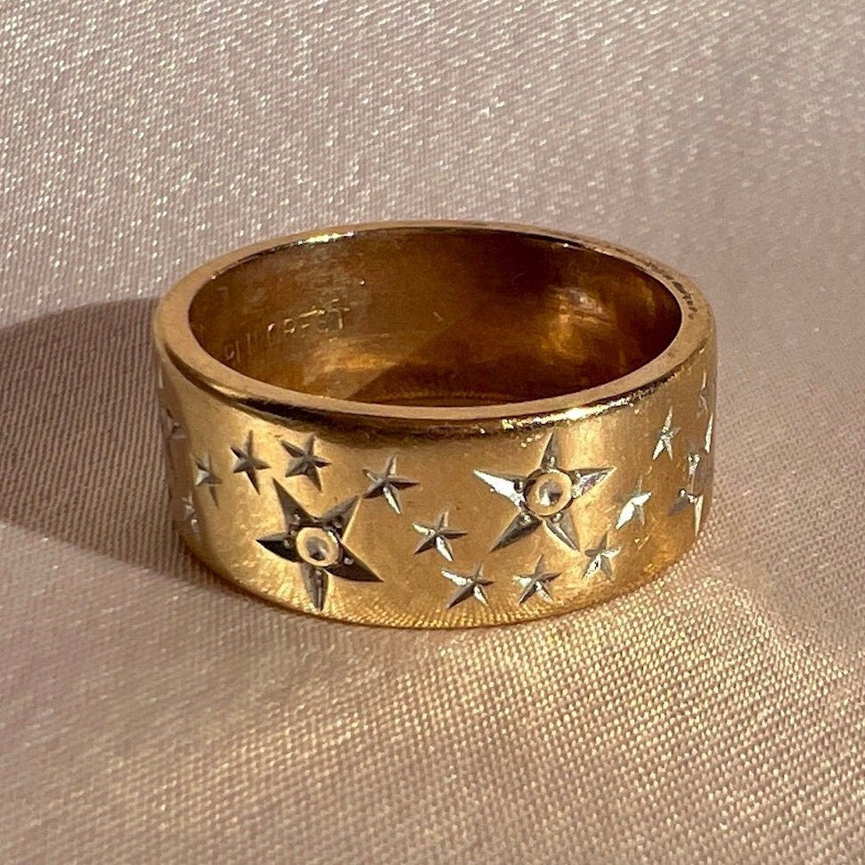 Vintage 18k Starburst Eternity Band Ring
