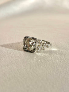 Antique Platinum Diamond Deco Engagement Ring 2.10 ct