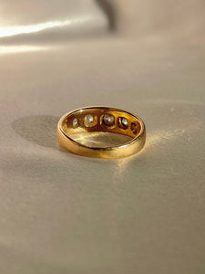 Antique 18k Old Cut Diamond Starburst Half Eternity Ring