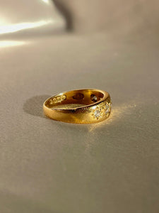 Antique 18k Old Cut Diamond Starburst Half Eternity Ring