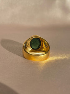Vintage 18k Tourmaline Diamond Cabochon Ring