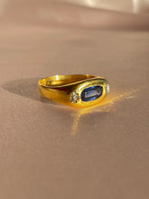 Load image into Gallery viewer, Antique 18k Elongated Sapphire Rose Cut Diamond Ring
