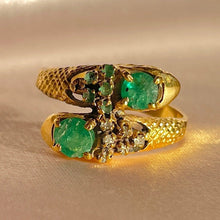 Load image into Gallery viewer, Vintage 18k Emerald Diamond Serpent Ring
