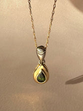 Load image into Gallery viewer, Vintage 14k White Yellow Gold Diamond Tourmaline Drop Necklace
