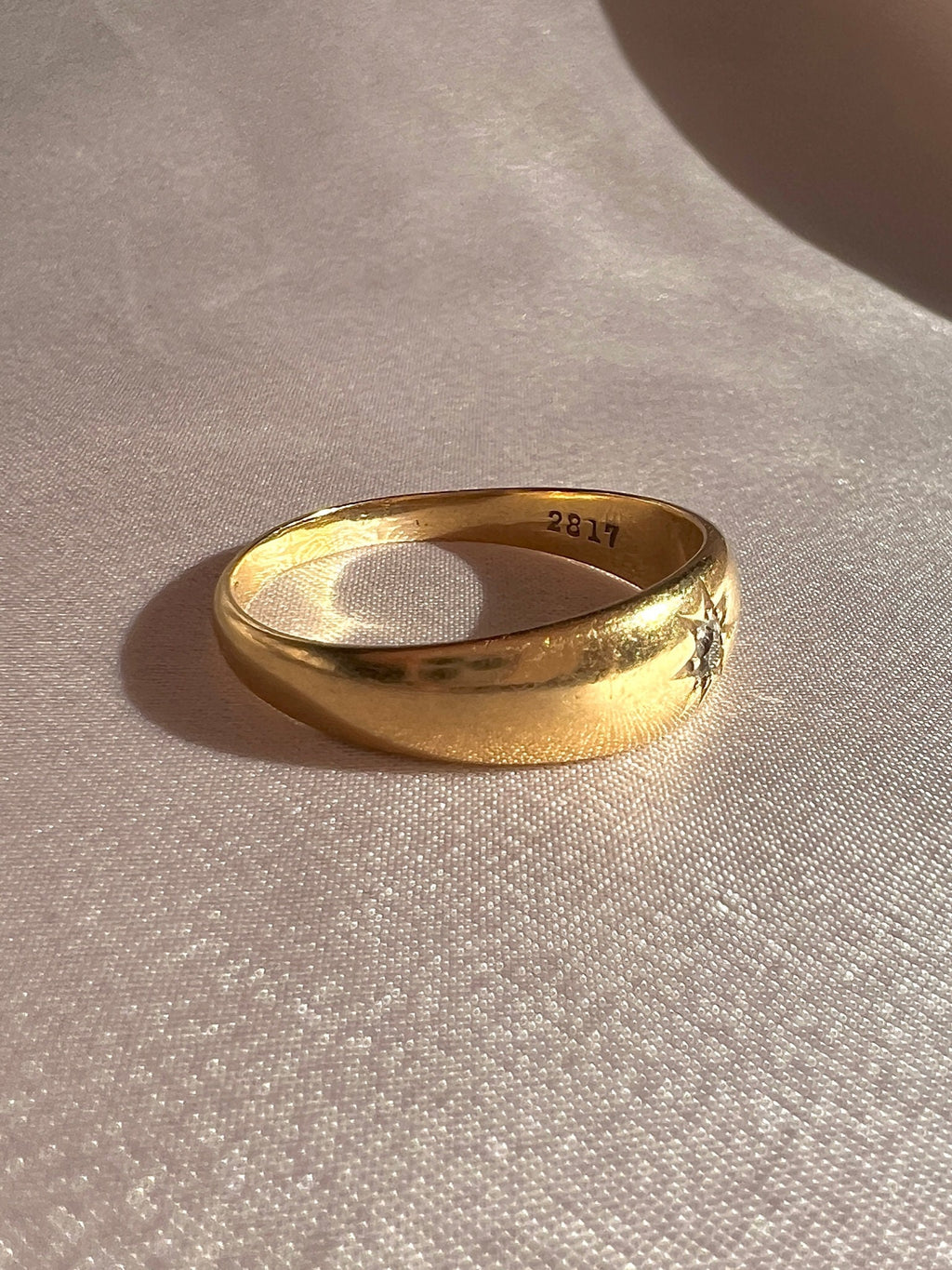 Antique 18k Diamond Starburst Solitaire Chester Ring