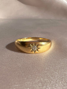 Antique 18k Diamond Starburst Solitaire Chester Ring