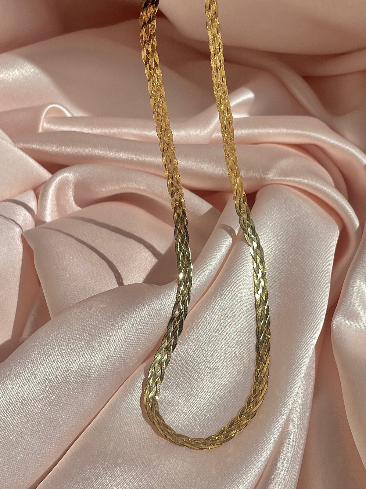 Vintage 14k Braided Herringbone Necklace