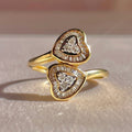 Vintage 14k Diamond Heart Halo Baguette Bypass Ring