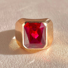 Load image into Gallery viewer, Antique 9k Rose Gold Synth Ruby Signet Ring
