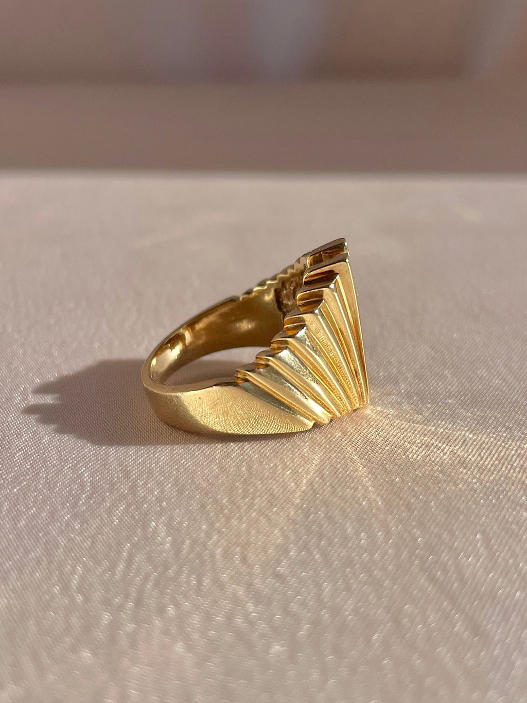 Vintage 14k Diamond Deco Fan Ring 0.40cts
