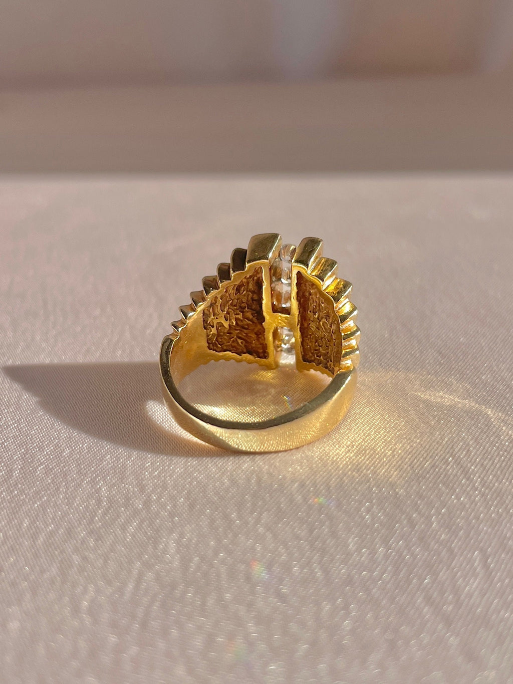 Vintage 14k Diamond Deco Fan Ring 0.40cts