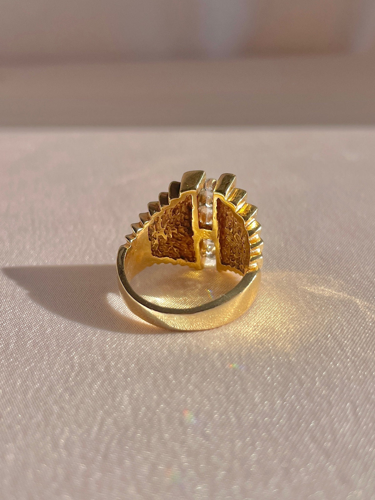 Vintage 14k Diamond Deco Fan Ring 0.40cts