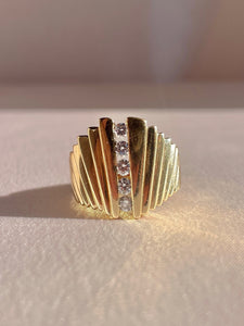Vintage 14k Diamond Deco Fan Ring 0.40cts