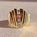 Vintage 14k Diamond Deco Fan Ring 0.40cts