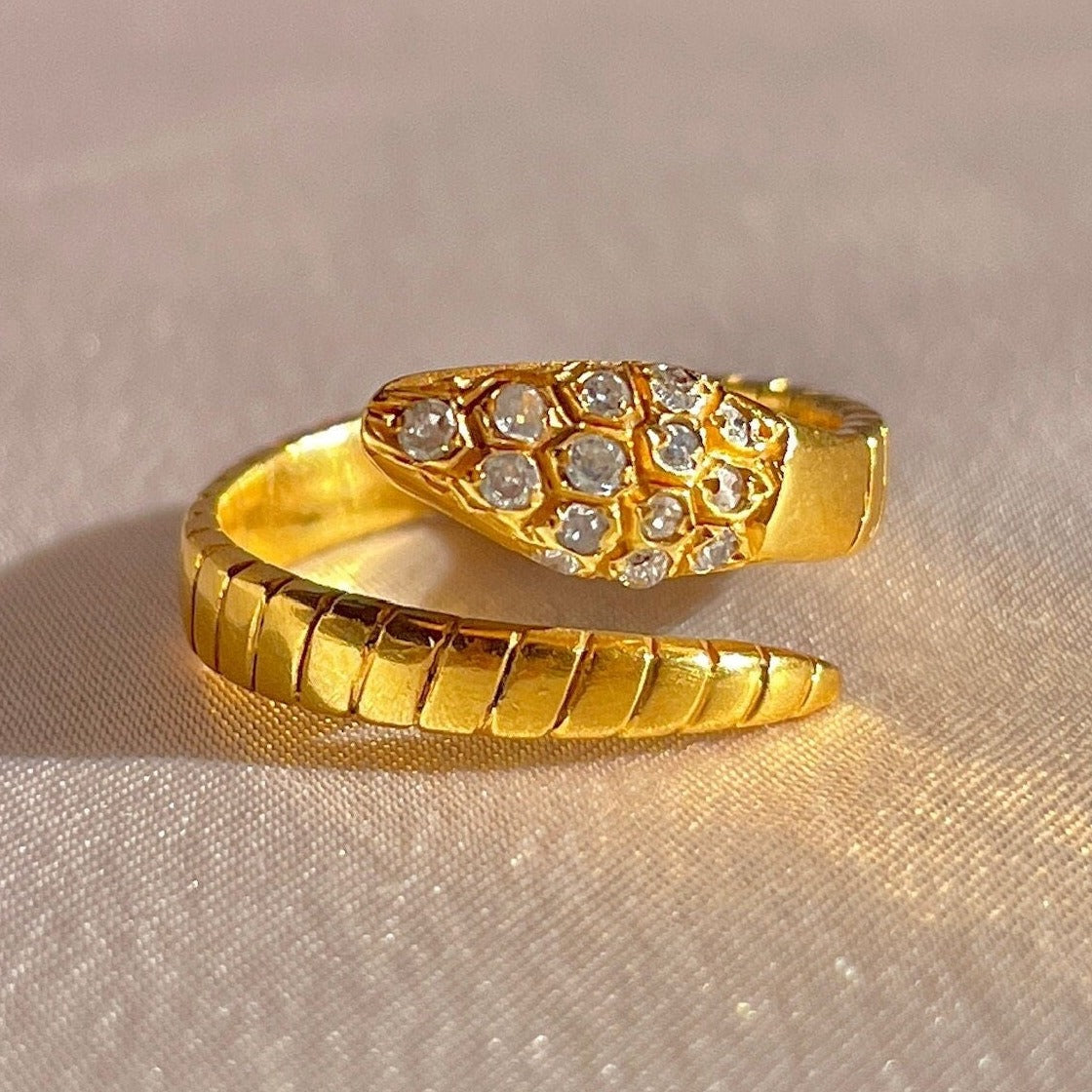 Antique 18k Diamond Serpent Wrap Ring
