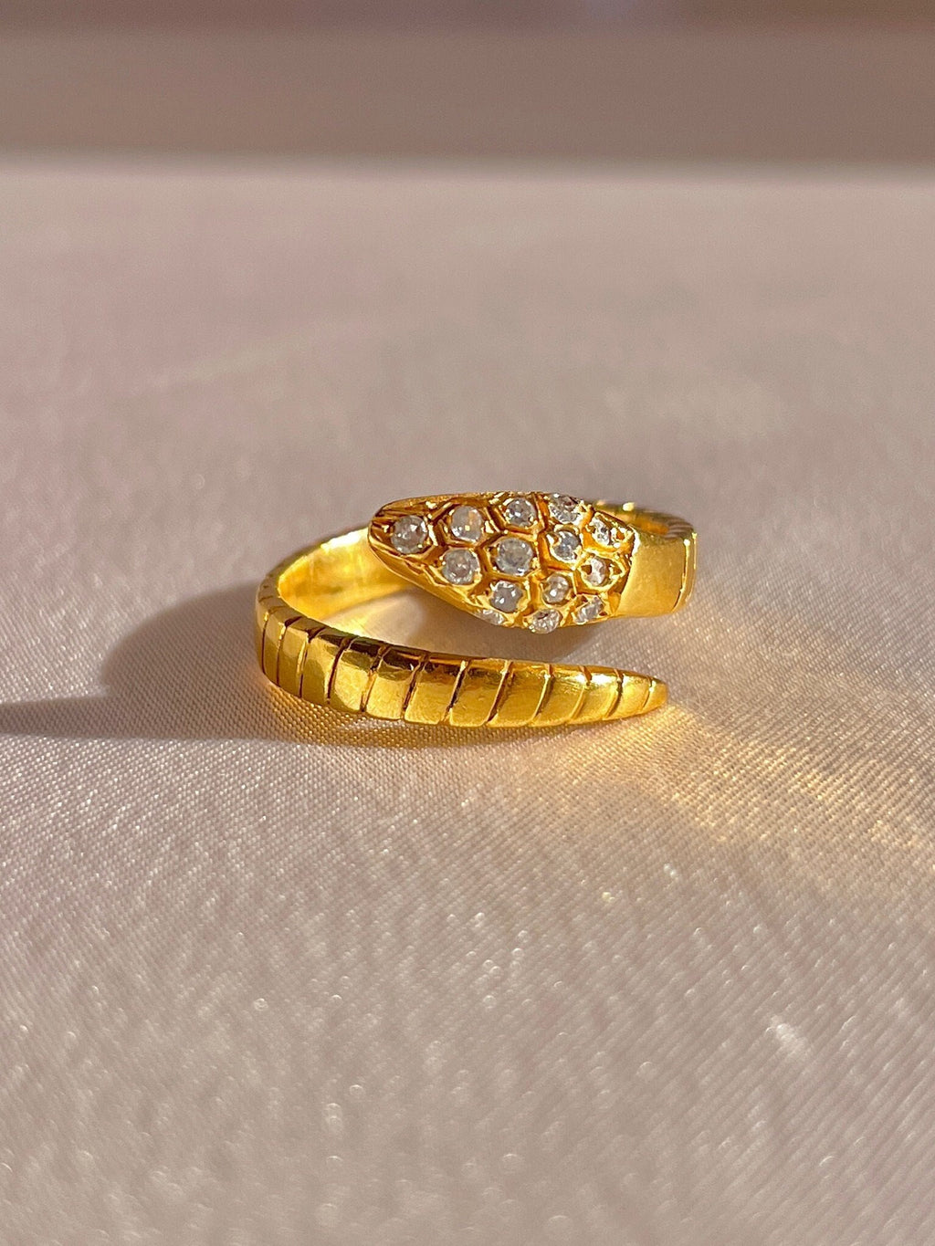 Antique 18k Diamond Serpent Wrap Ring