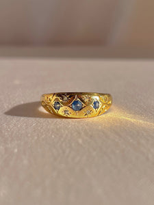 Antique 18k Sapphire Diamond Multi Starburst Filigree Ring