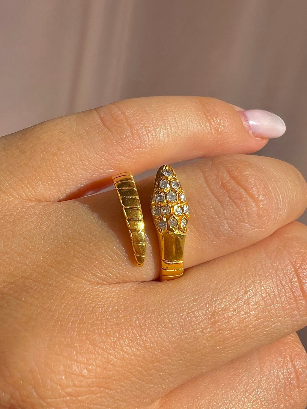 Antique 18k Diamond Serpent Wrap Ring