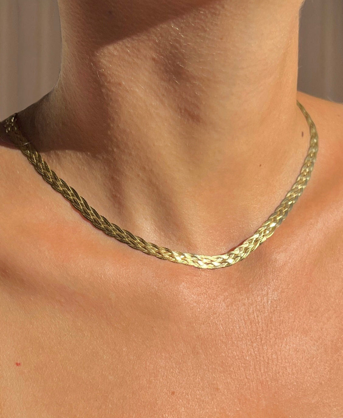 Vintage 14k Braided Herringbone Necklace