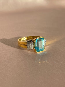 Vintage 18k Topaz Diamond Dress Ring