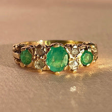Load image into Gallery viewer, Antique 12k Emerald Diamond Boat Ring
