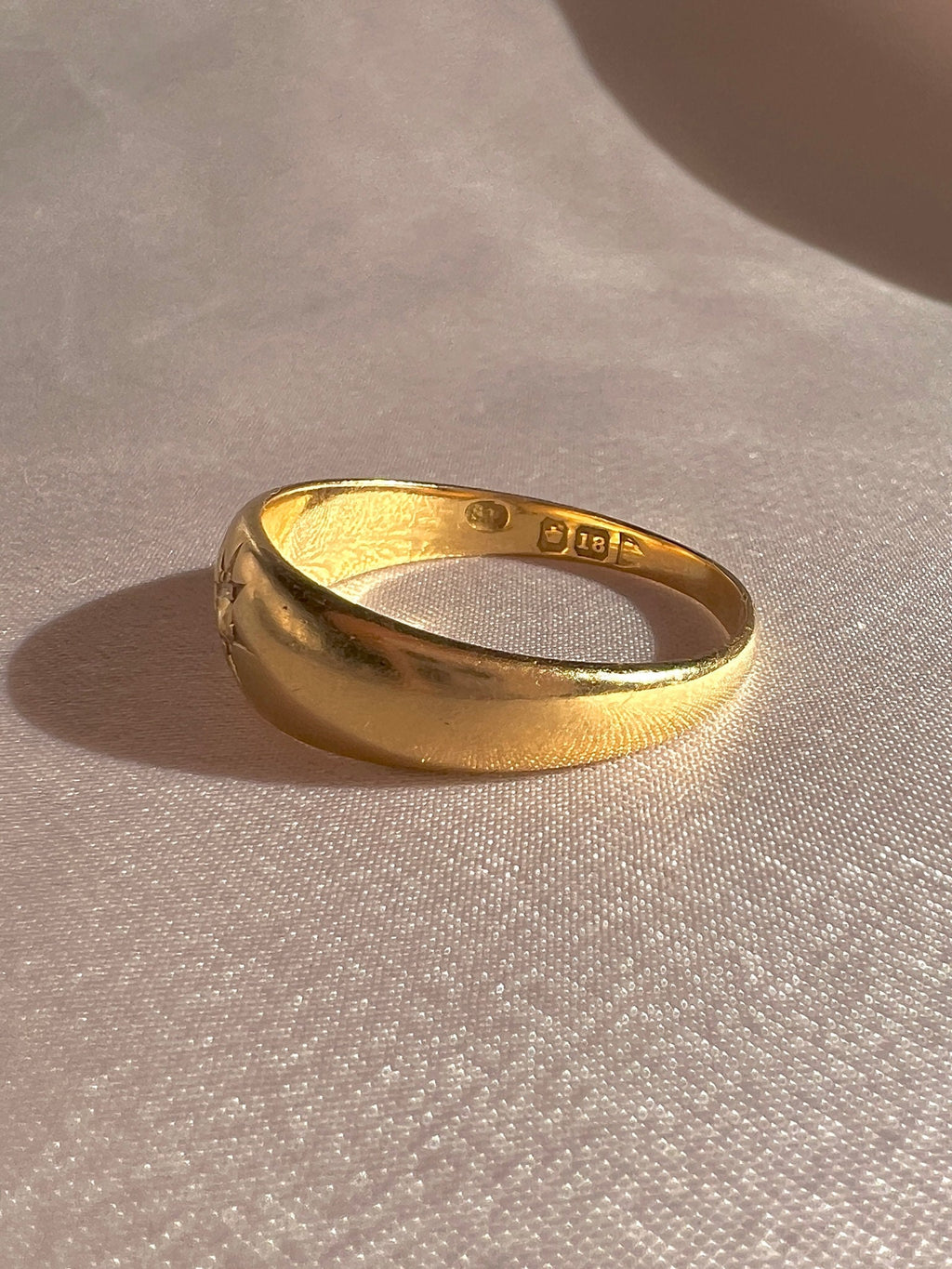 Antique 18k Diamond Starburst Solitaire Chester Ring
