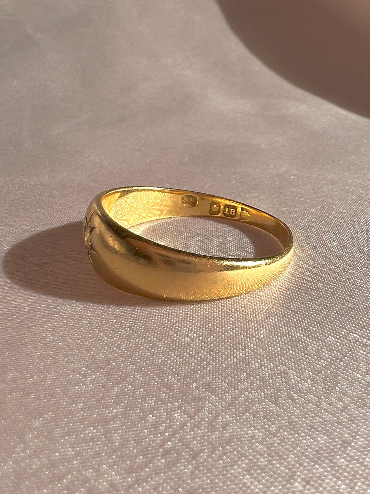 Antique 18k Diamond Starburst Solitaire Chester Ring