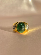 Load image into Gallery viewer, Vintage 18k Tourmaline Diamond Cabochon Ring

