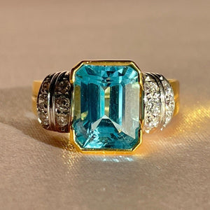 Vintage 18k Topaz Diamond Dress Ring