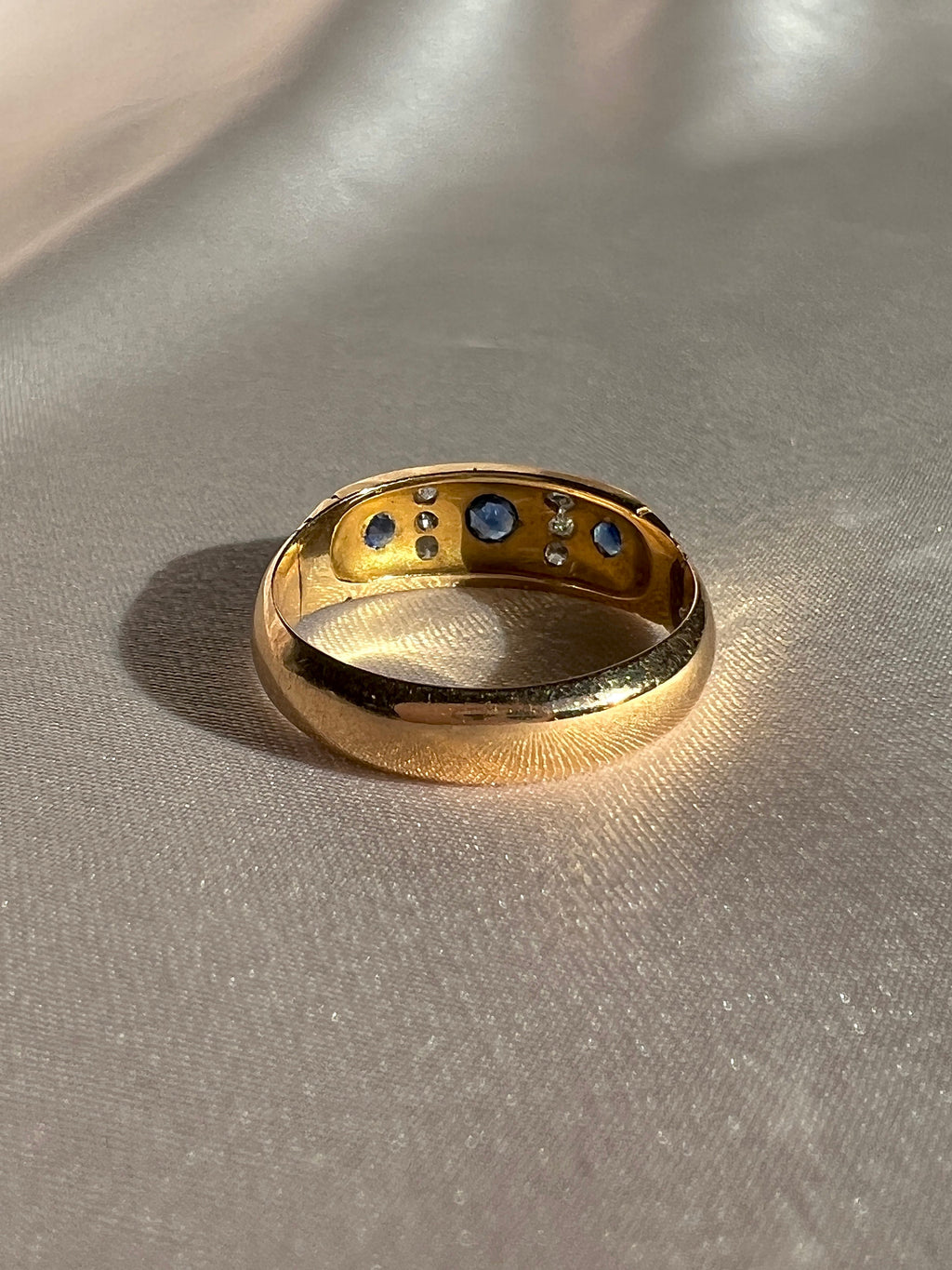 Antique 18k Sapphire Diamond Old Mine Starburst Ring