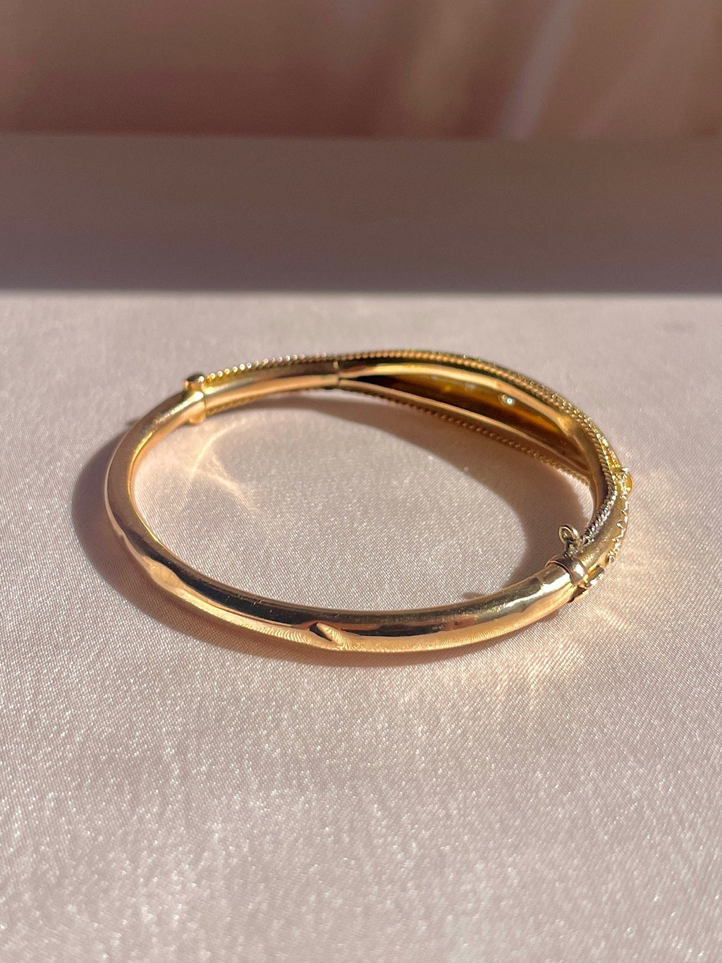 Antique 15k Rose Gold Diamond Starburst Bangle