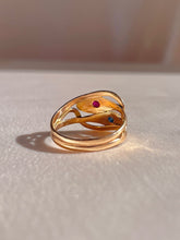 Load image into Gallery viewer, Antique 14k Rose Gold Sapphire Ruby Snake Coil Ring
