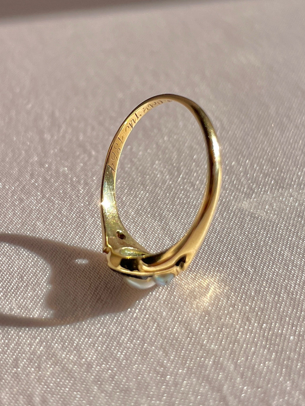 Antique Pearl Enamel Mourning Ring 1864
