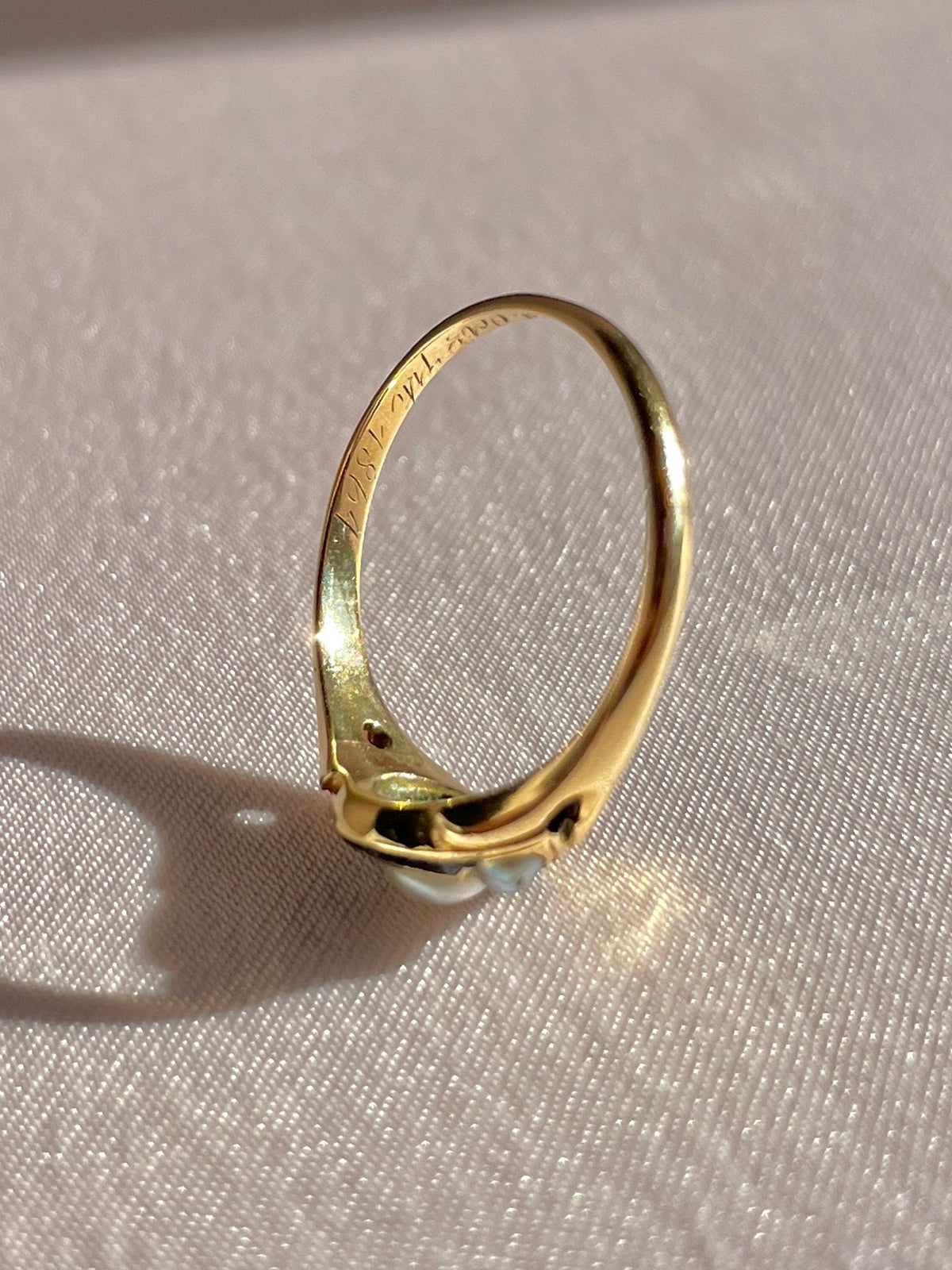 Antique Pearl Enamel Mourning Ring 1864