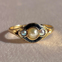 Load image into Gallery viewer, Antique 18k Pearl Enamel Mourning Ring 1864
