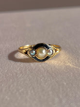 Load image into Gallery viewer, Antique Pearl Enamel Mourning Ring 1864
